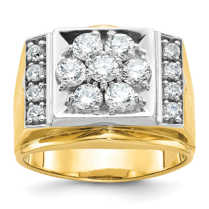 14k Two-tone IBGoodman Men's Polished and Satin Cluster Ring Mounting (B58227-4YW)