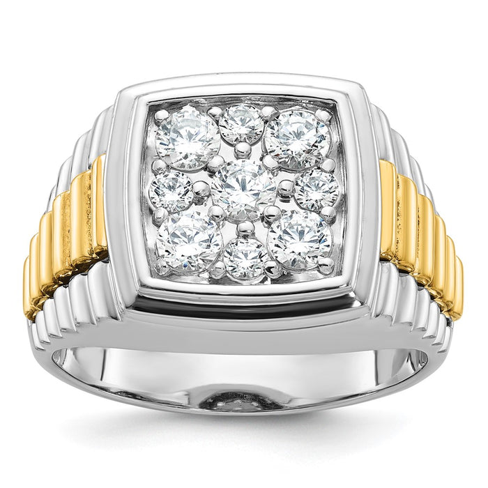 IBGoodman 10k Two-tone Men's Polished and Textured Cluster Ring Mounting (B58299-0WY)