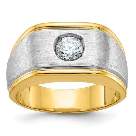 14k Two-tone IBGoodman Men's Polished and Satin Diamond Ring Mounting (B58369-4YW)