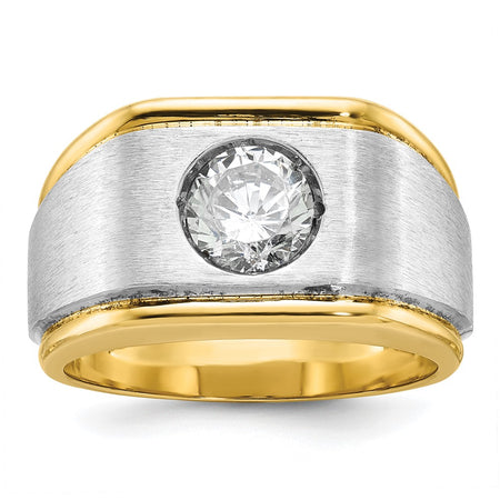 14k Two-tone IBGoodman Men's Polished and Satin Diamond Ring Mounting (B58370-4YW)