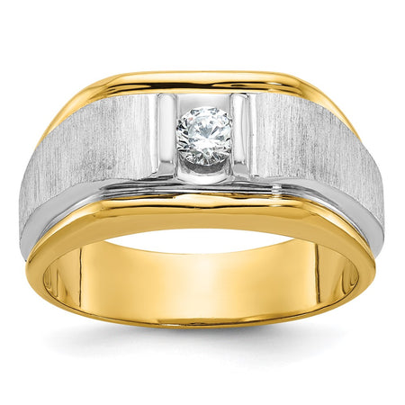 14k Two-tone IBGoodman Men's Polished and Satin Diamond Ring Mounting (B58379-4YW)