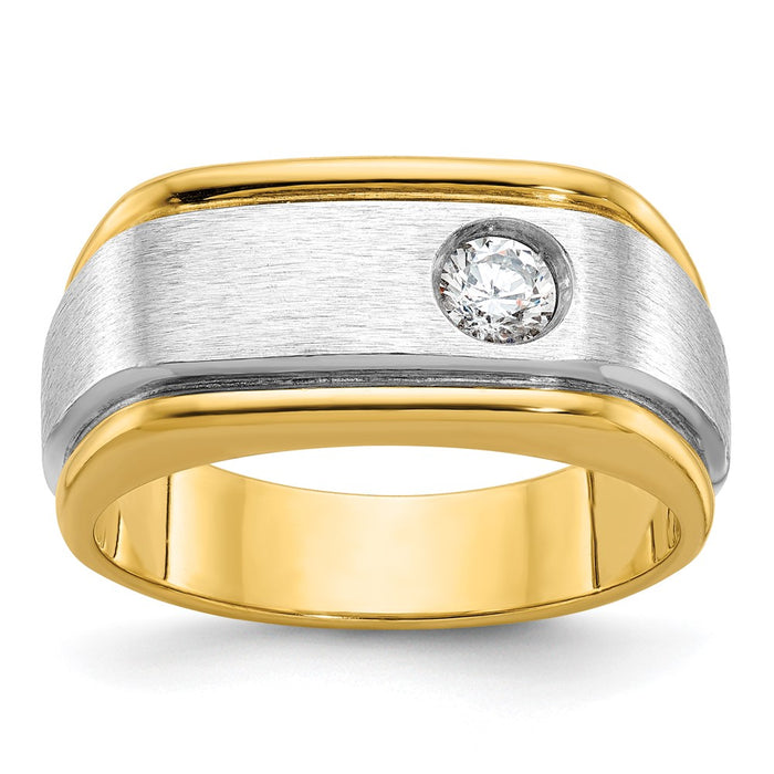 14k Two-tone IBGoodman Men's Polished and Satin Diamond Ring Mounting (B58380-4YW)
