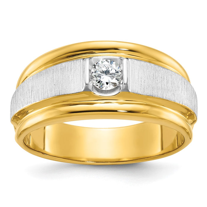 14k Two-tone IBGoodman Men's Polished and Satin Diamond Ring Mounting (B58385-4YW)