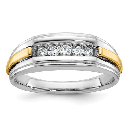 IBGoodman 14k Two-tone Men's Polished and Grooved 5-Stone Ring Mounting (B58449-4WY)