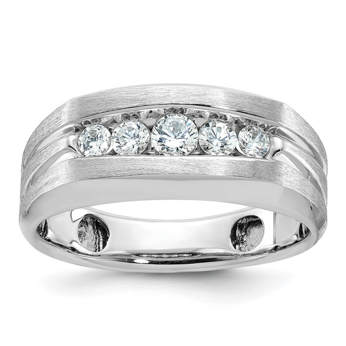 IBGoodman 10k White Gold Men's Polished and Brushed 5-Stone Ring Mounting (B58456-0W)