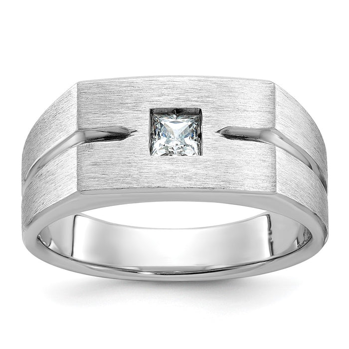 14k White Gold IBGoodman Men's Polished and Satin Diamond Ring Mounting (B58772-4W)