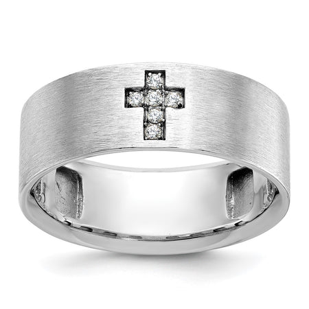 14k White Gold IBGoodman Men's Satin Cross Ring Mounting (B58773-4W)