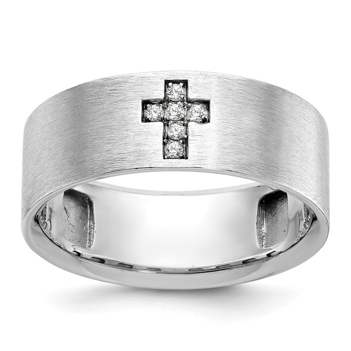 14k White Gold IBGoodman Men's Satin Cross Ring Mounting (B58773-4W)