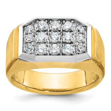 14k IBGoodman Men's Polished and Satin Cluster Ring Mounting (B58809-4Y)