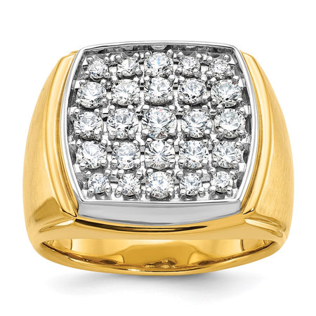 14k Two-tone IBGoodman Men's Polished and Satin Cluster Ring Mounting (B58828-4Y)