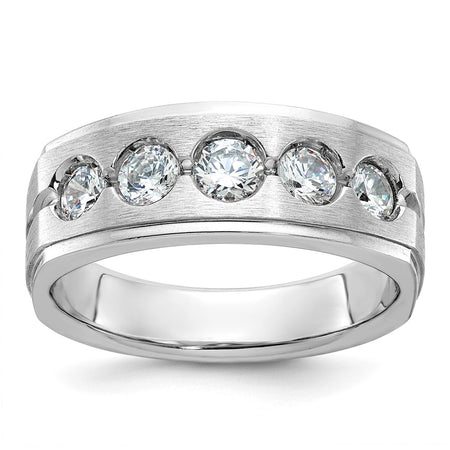14k White Gold IBGoodman Men's Polished and Satin Diamond Ring Mounting (B58843-4W)