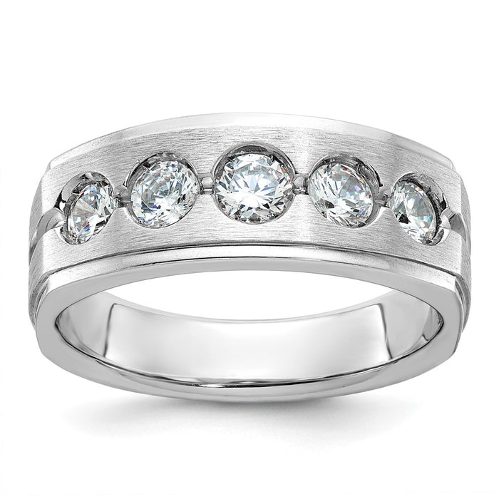 14k White Gold IBGoodman Men's Polished and Satin Diamond Ring Mounting (B58843-4W)