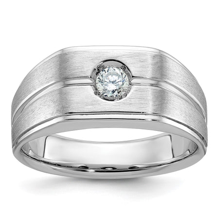 14k White Gold IBGoodman Men's Polished and Satin Diamond Ring Mounting (B58844-4W)