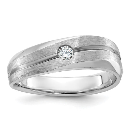 14k White Gold IBGoodman Men's Polished and Satin Diamond Ring Mounting (B58851-4W)