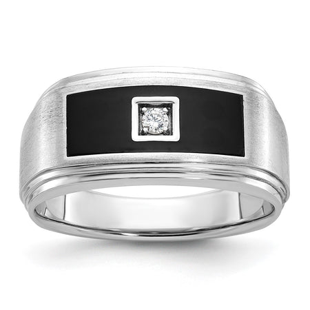 IBGoodman 14k White Gold Men's Polished Satin and Grooved Ring Mounting (B58905-4W)