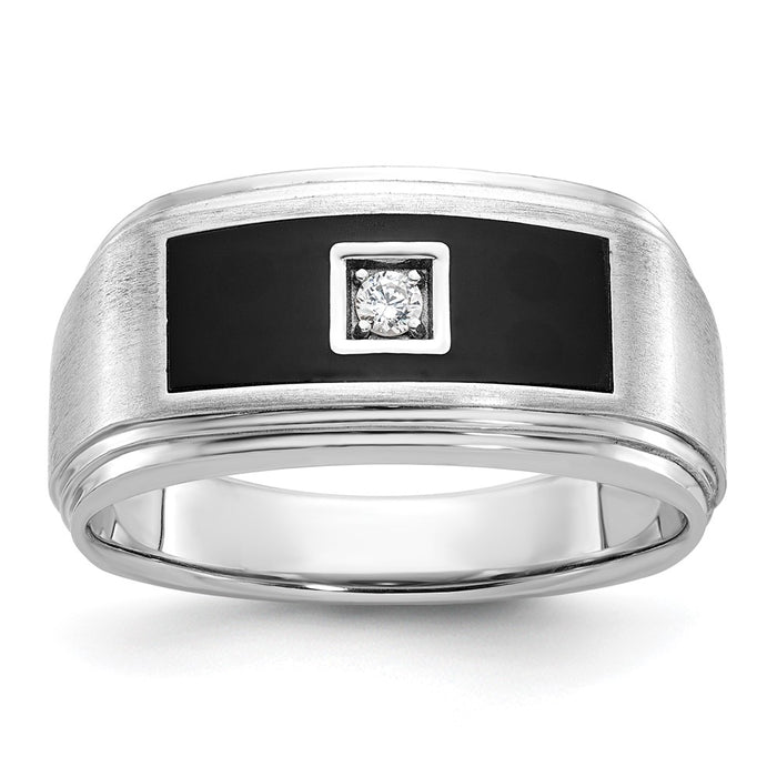 IBGoodman 14k White Gold Men's Polished Satin and Grooved Ring Mounting (B58905-4W)