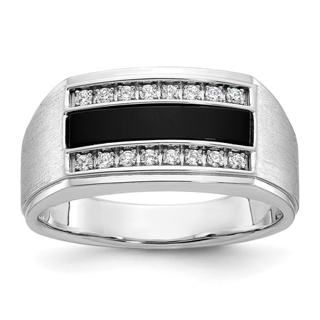 IBGoodman 14k White Gold Men's Polished and Satin Gemstone Ring Mounting (B58917-4W)