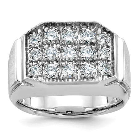 14k White Gold IBGoodman Men's Polished & Satin Cluster Ring Mounting (B58928-4W)