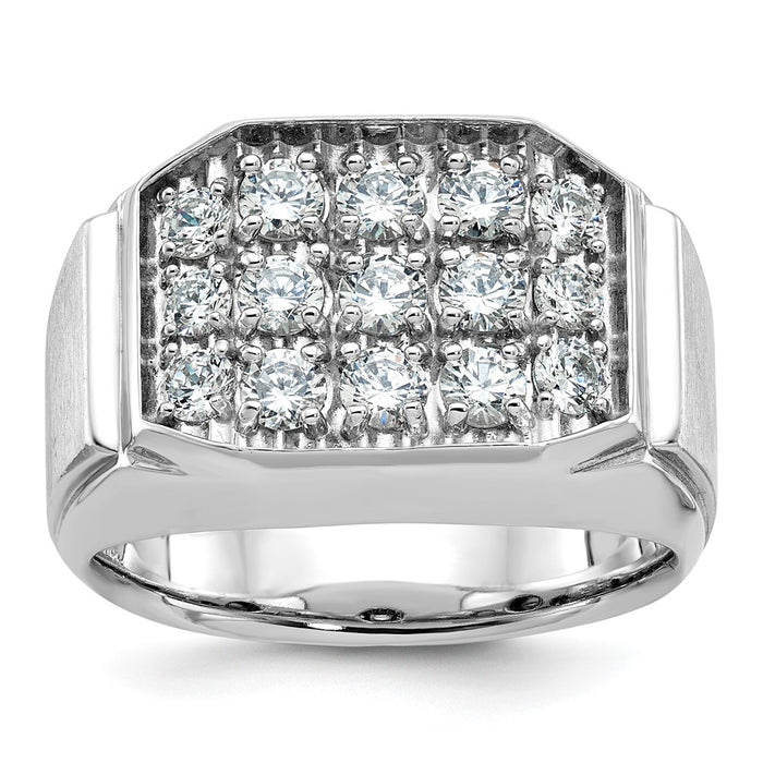 14k White Gold IBGoodman Men's Polished & Satin Cluster Ring Mounting (B58928-4W)