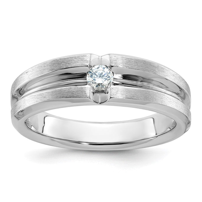 14k White Gold IBGoodman Men's Polished and Satin Diamond Ring Mounting (B58938-4W)