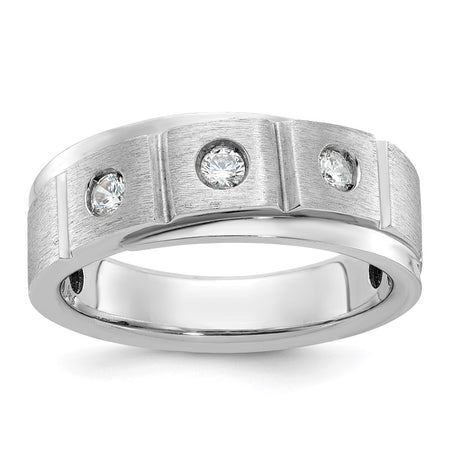 14k White Gold IBGoodman Men's Polished and Satin Diamond Ring Mounting (B58940-4W)
