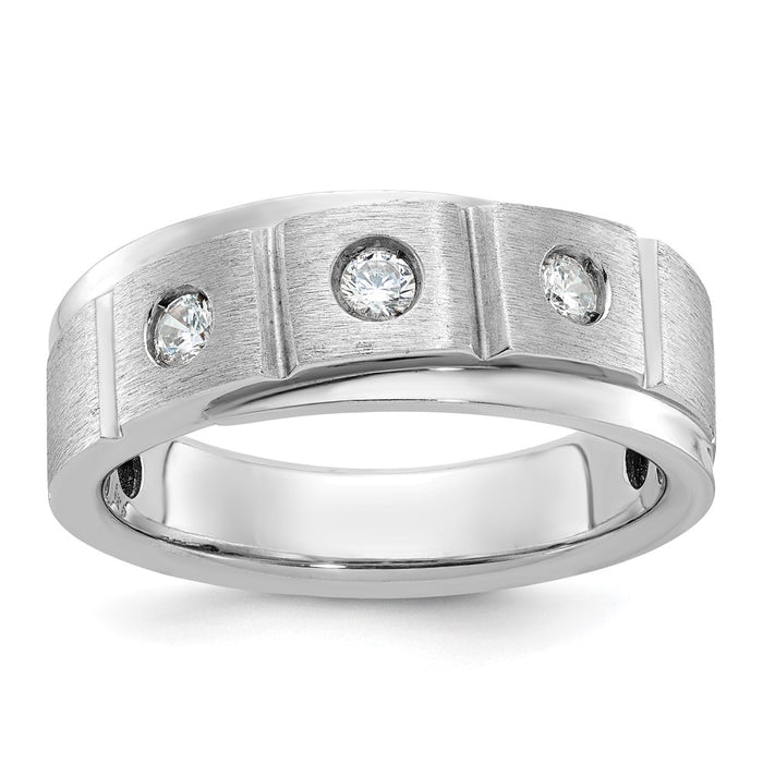 14k White Gold IBGoodman Men's Polished and Satin Diamond Ring Mounting (B58940-4W)