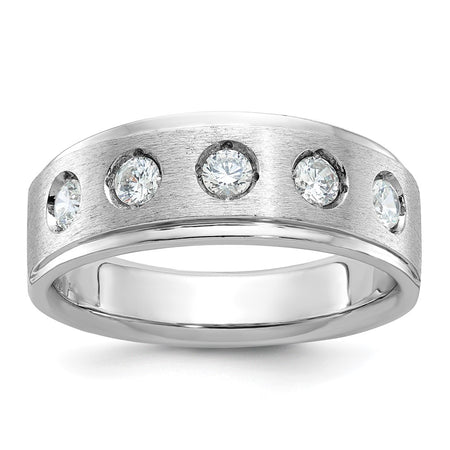 14k White Gold IBGoodman Men's Polished and Satin Diamond Ring Mounting (B58949-4W)