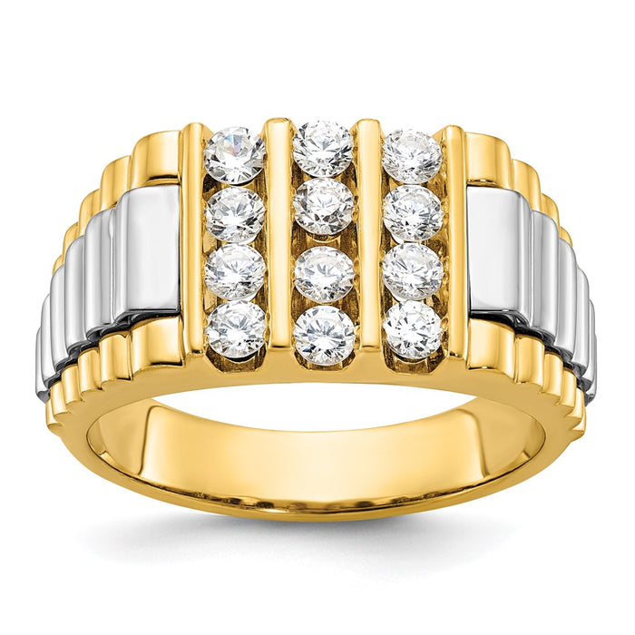 IBGoodman 14k Two-tone Men's Polished and Textured Cluster Ring Mounting (B59004-4YW)
