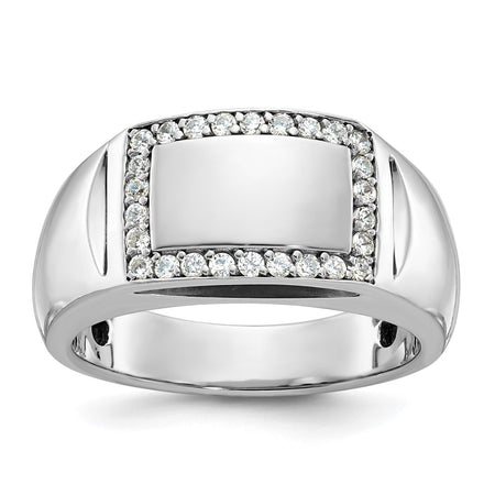 14k White Gold IBGoodman Men's Polished Rectangle Ring Mounting (B59047-4W)