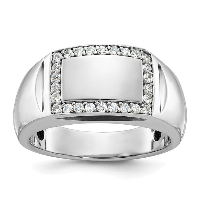 14k White Gold IBGoodman Men's Polished Rectangle Ring Mounting (B59047-4W)