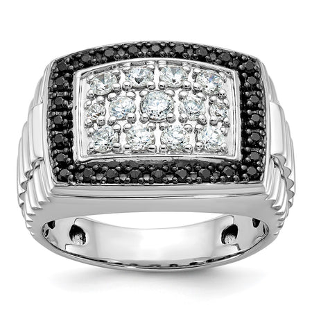 IBGoodman 14k White Gold Men's Polished and Textured Cluster Ring Mounting (B59050-4W)