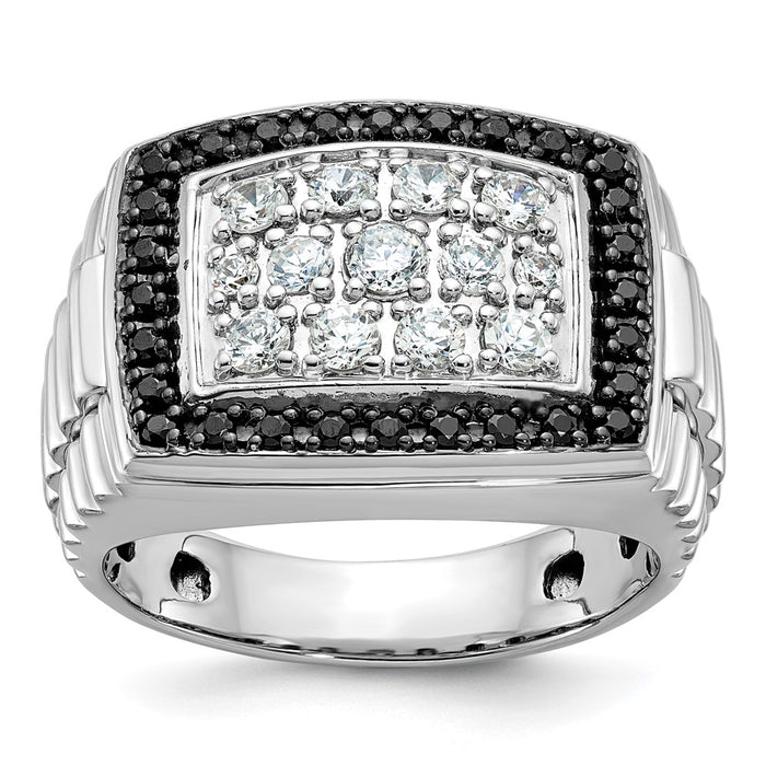IBGoodman 14k White Gold Men's Polished and Textured Cluster Ring Mounting (B59050-4W)