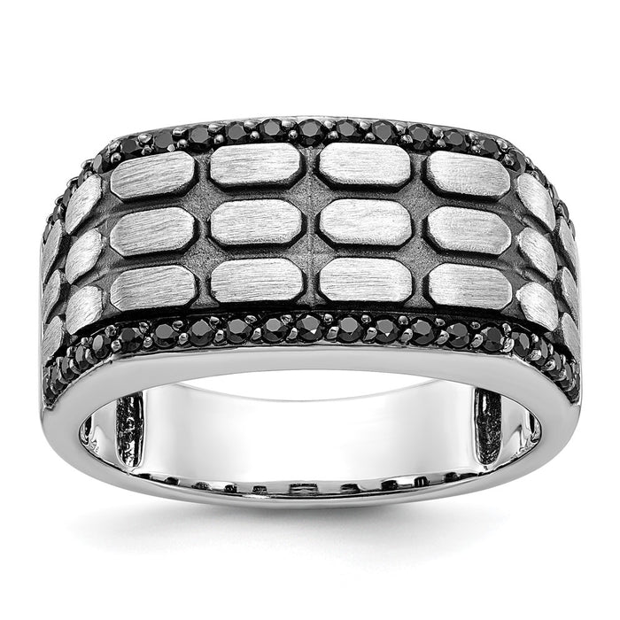 IBGoodman 14k White Gold Men's Polished Satin and Cobblestone Textured Ring Mounting (B59089-4W)