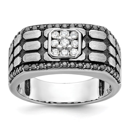 IBGoodman 14k White Gold Men's Polished Satin and Cobblestone Textured Ring Mounting (B59092-4W)