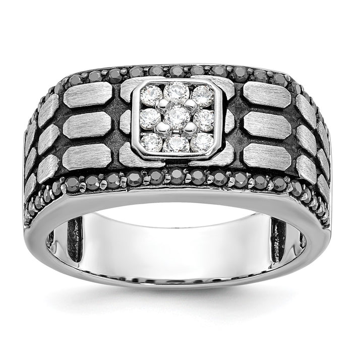 IBGoodman 14k White Gold Men's Polished Satin and Cobblestone Textured Ring Mounting (B59092-4W)
