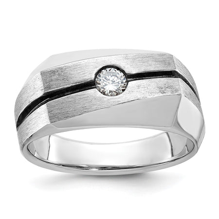 14k White Gold IBGoodman Men's Polished and Satin Diamond Ring Mounting (B59094-4W)