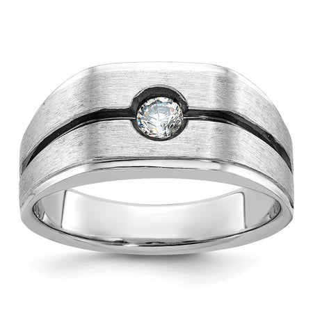 14k White Gold IBGoodman Men's Polished and Satin Diamond Ring Mounting (B59095-4W)