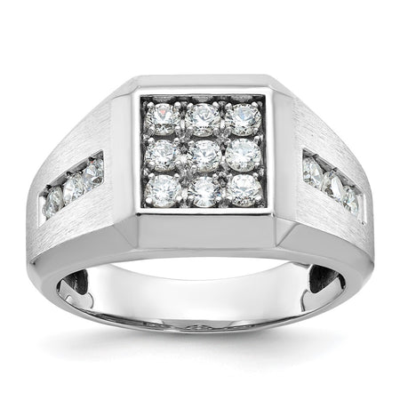 IBGoodman 10k White Gold Men's Polished and Satin Square Cluster Ring Mounting (B59120-4W)