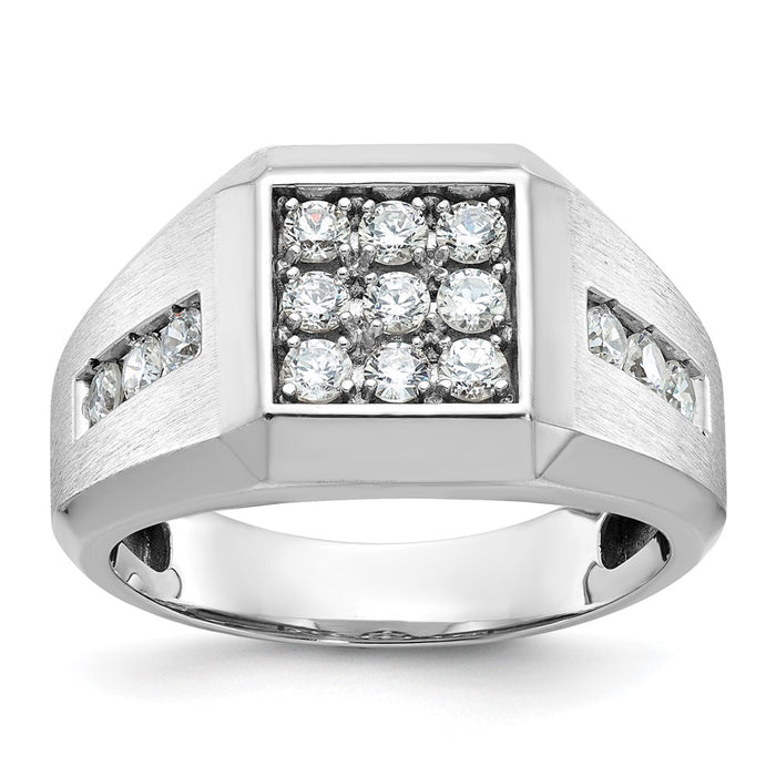 IBGoodman 10k White Gold Men's Polished and Satin Square Cluster Ring Mounting (B59120-4W)