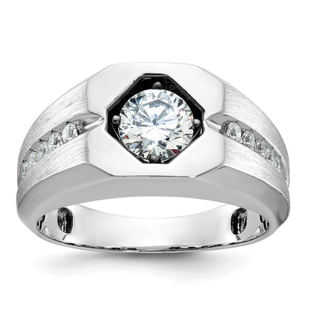 14k White Gold IBGoodman Men's Polished and Satin Diamond Ring Mounting (B59125-4W)