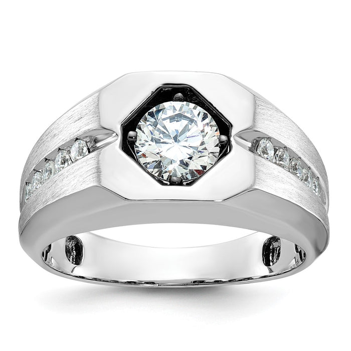14k White Gold IBGoodman Men's Polished and Satin Diamond Ring Mounting (B59125-4W)