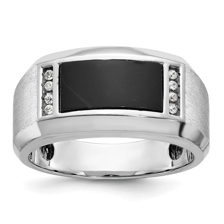 14k White Gold IBGoodman Men's Satin Onyx and Diamond Ring Mounting (B59132-4W)