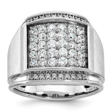 14k White Gold IBGoodman Men's Polished & Satin Cluster Ring Mounting (B59139-4W)