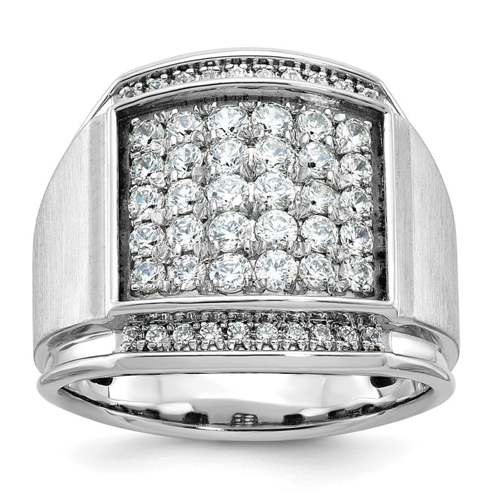 14k White Gold IBGoodman Men's Polished & Satin Cluster Ring Mounting (B59139-4W)