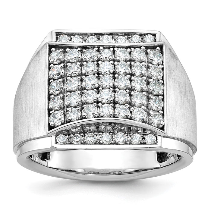 14k White Gold IBGoodman Men's Polished & Satin Cluster Ring Mounting (B59141-4W)