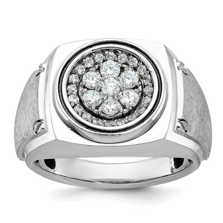 IBGoodman 14k White Gold Men's Polished and Satin Round Cluster Ring Mounting (B59150-4W)