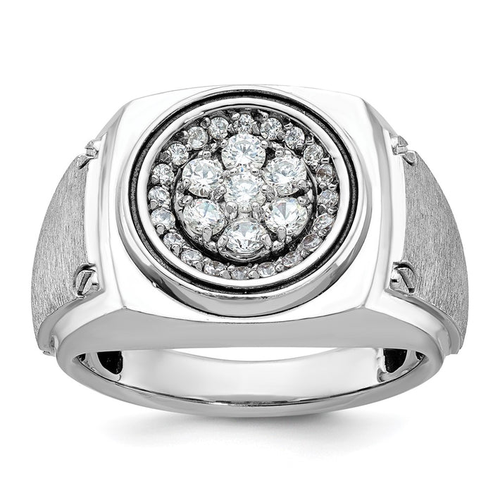 IBGoodman 14k White Gold Men's Polished and Satin Round Cluster Ring Mounting (B59150-4W)