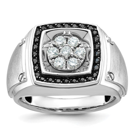 IBGoodman 14k White Gold Men's Polished and Satin Halo Cluster Ring Mounting (B59156-4W)