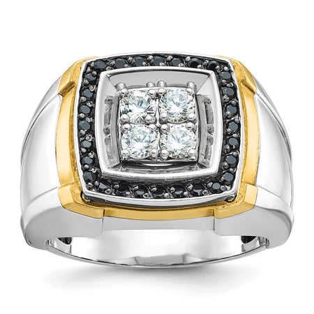 14k Two-tone IBGoodman Men's Polished Square Cluster Ring Mounting (B59159-4WY)