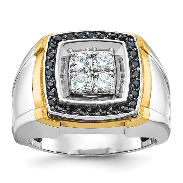 14k Two-tone IBGoodman Men's Polished Square Cluster Ring Mounting (B59159-4WY)